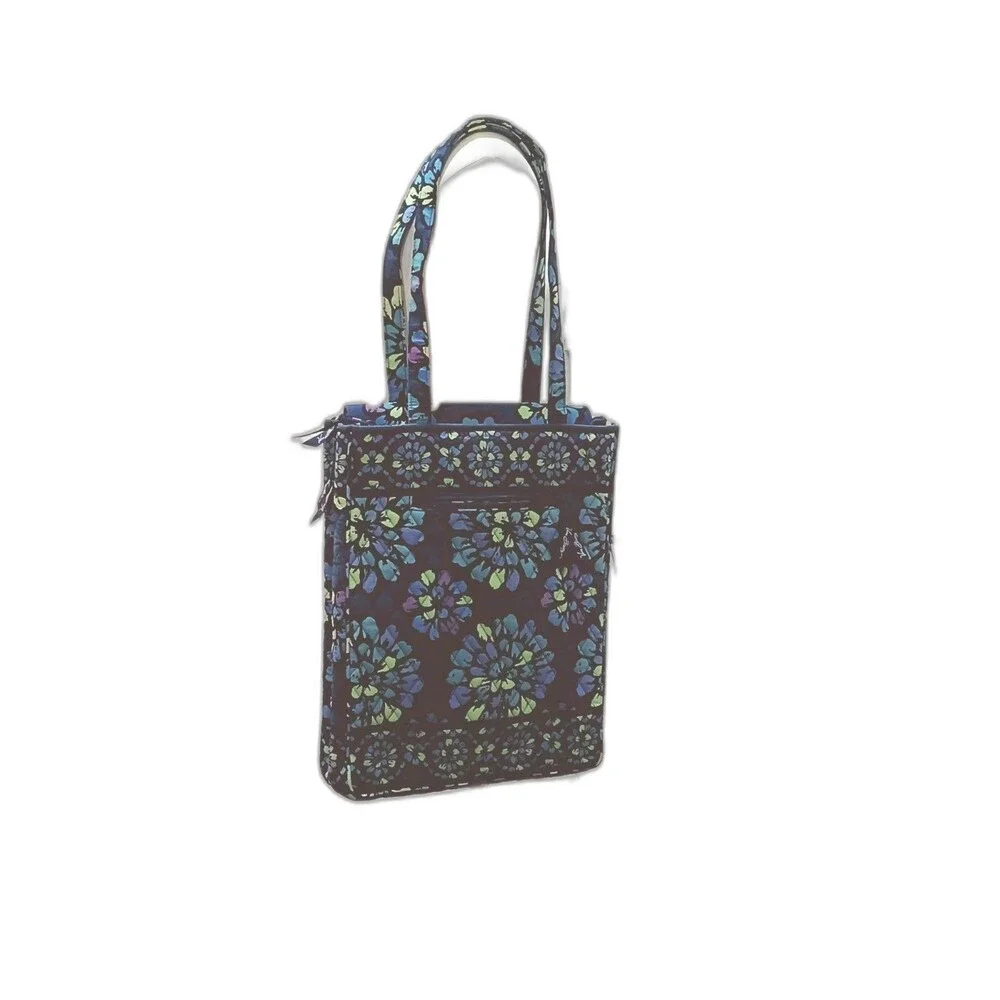 Vera Bradley Padded Laptop Travel Tote Shoulder Bag Indigo Pop Floral Print